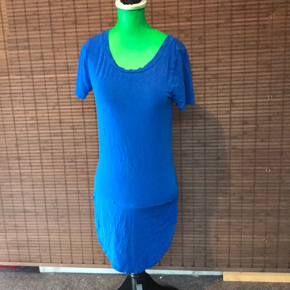 Long blue short sleeved t-shirt dress - Picture 1 of 2